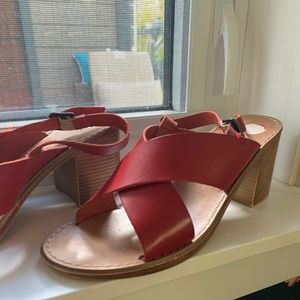 Italian made red leather sandals